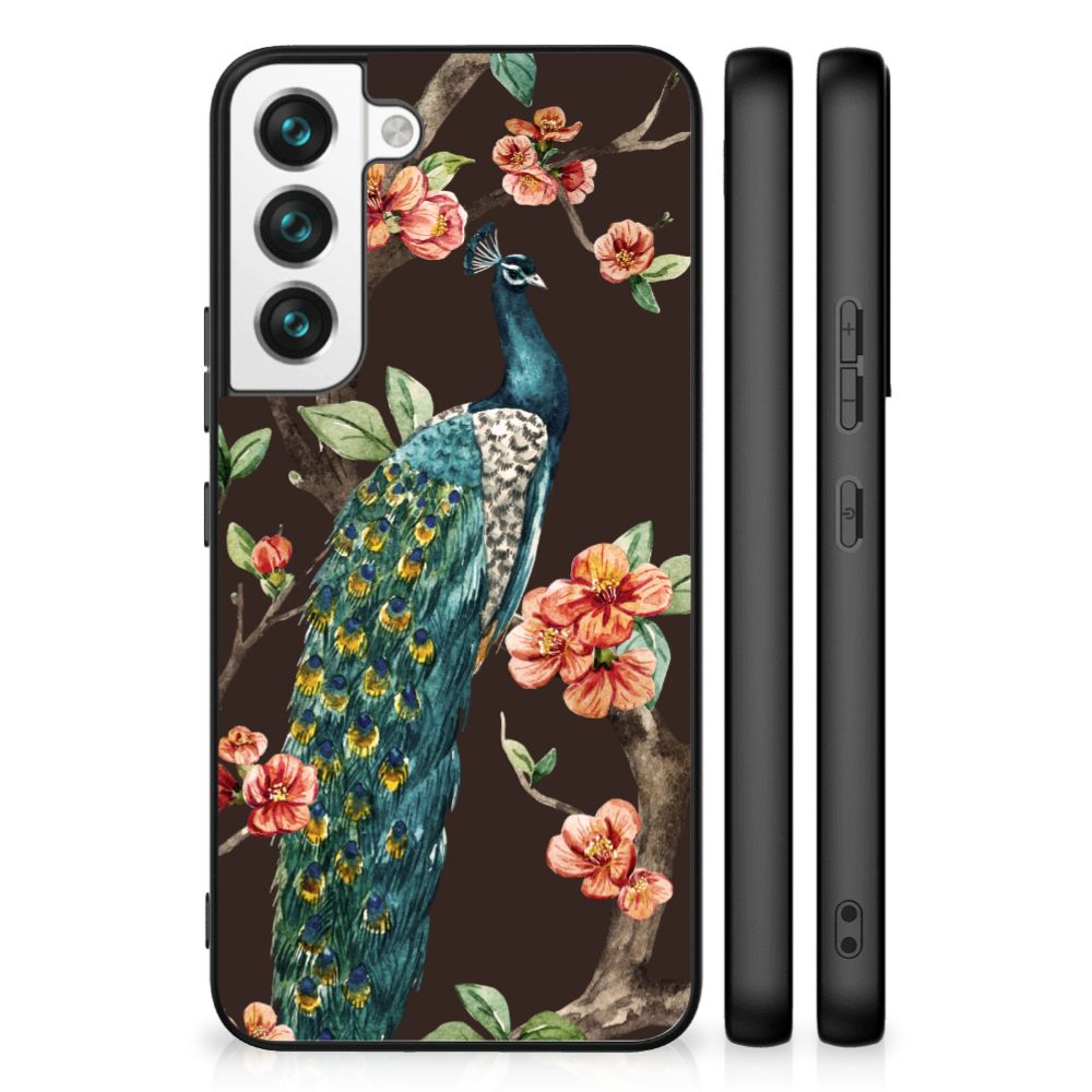 Samsung Galaxy S22 Dierenprint Telefoonhoesje Pauw met Bloemen B2C Telecom