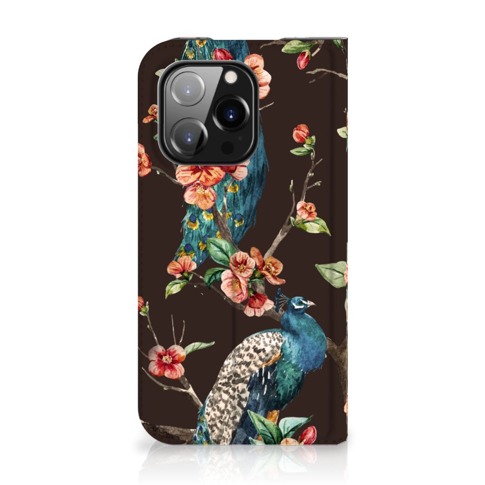 iPhone 14 Pro Hoesje maken Pauw met Bloemen