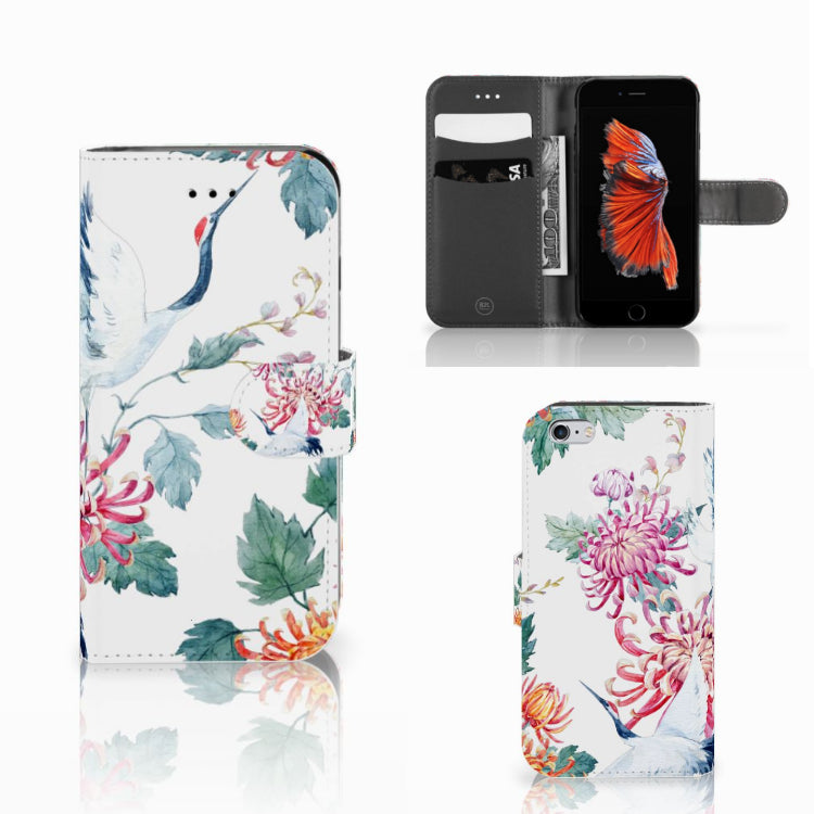 Apple iPhone 6 | 6s Telefoonhoesje met Pasjes Bird Flowers