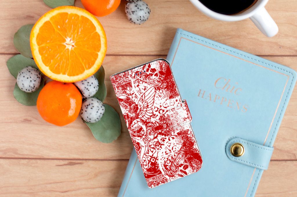 Telefoonhoesje met Naam Samsung Galaxy S10e Angel Skull Rood