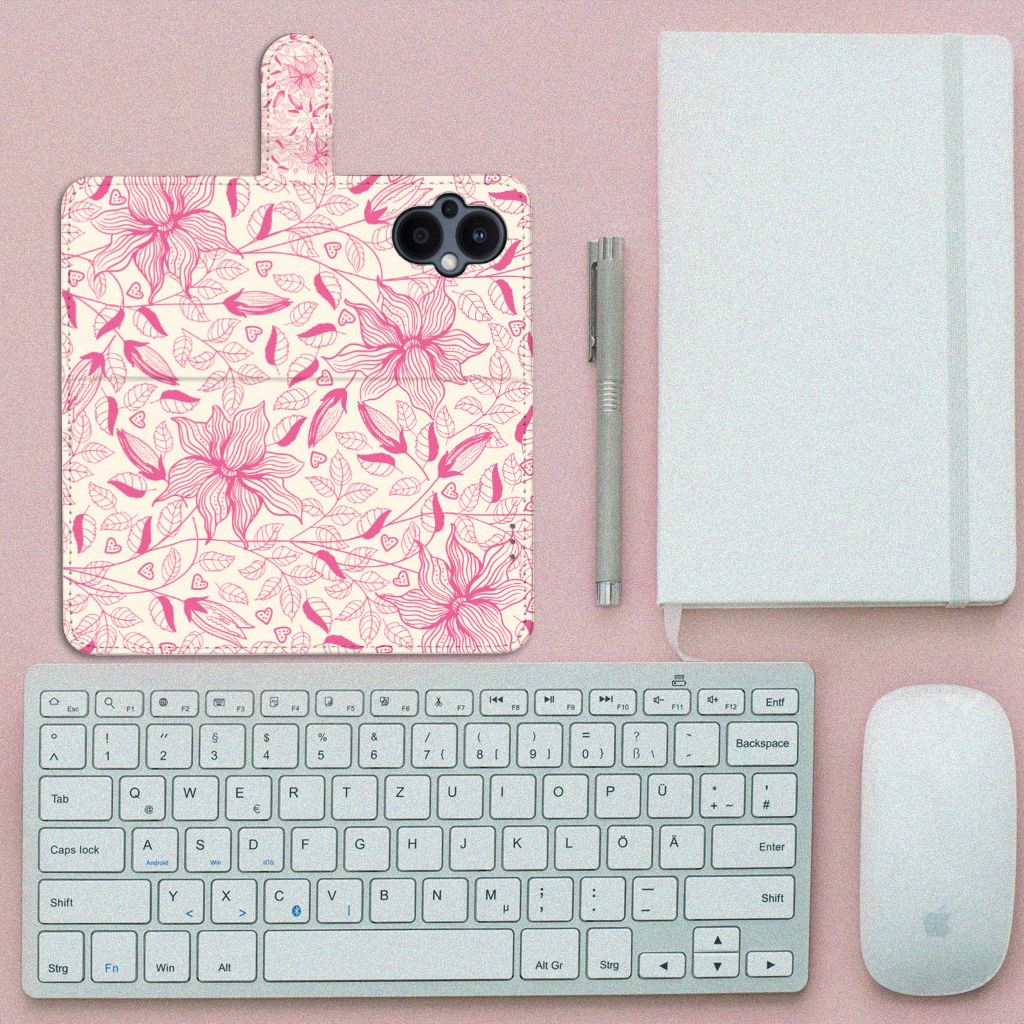 OPPO Reno 8 Lite | OnePlus Nord N20 Hoesje Pink Flowers