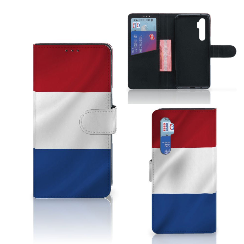 Xiaomi Mi Note 10 Lite Bookstyle Case Nederlandse Vlag met pasjes en artistiek ontwerp van de Nederlandse vlag.