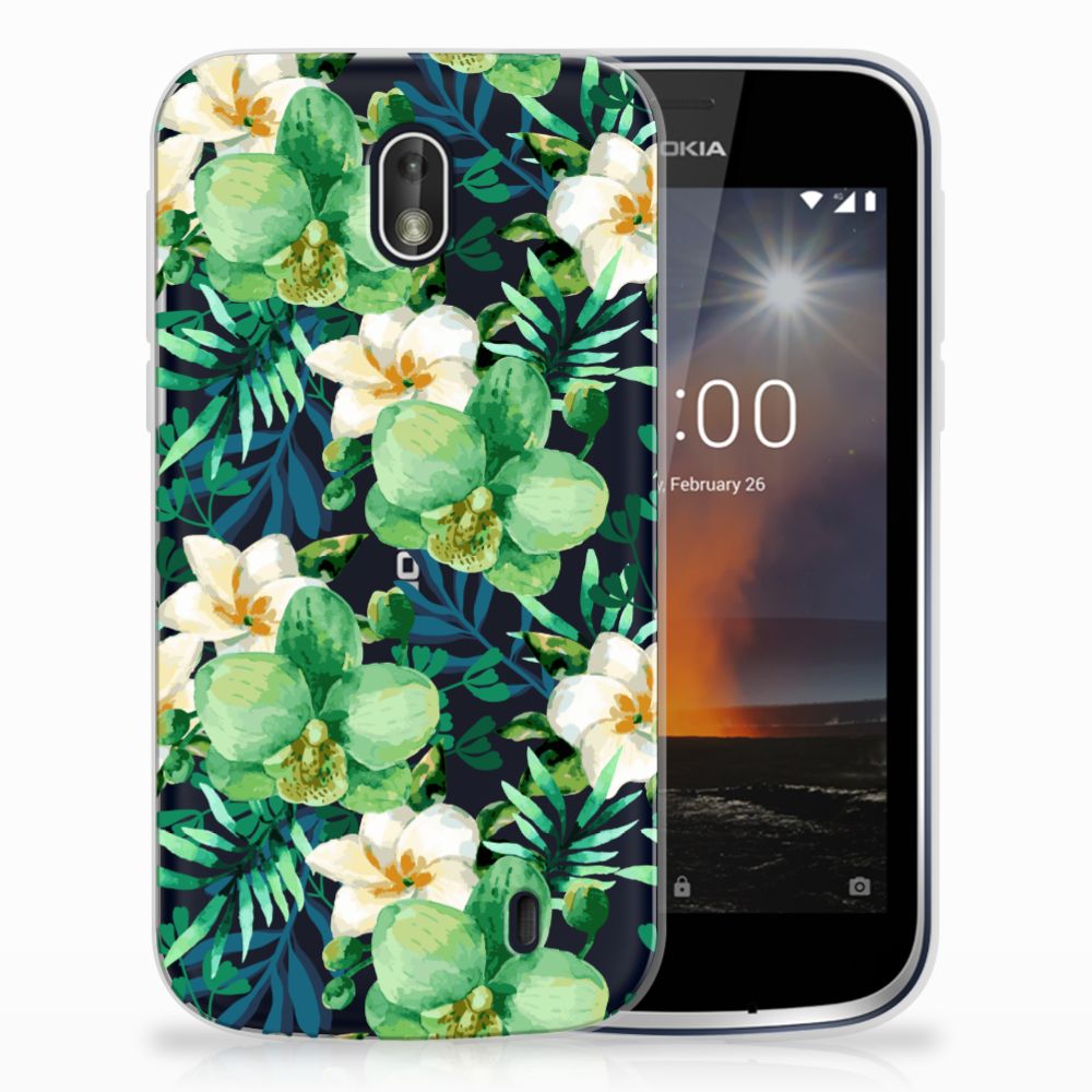 Nokia 1 TPU Case Orchidee Groen