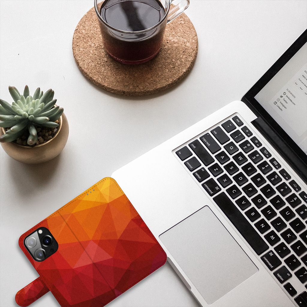 Book Case voor iPhone 14 Pro Polygon Red