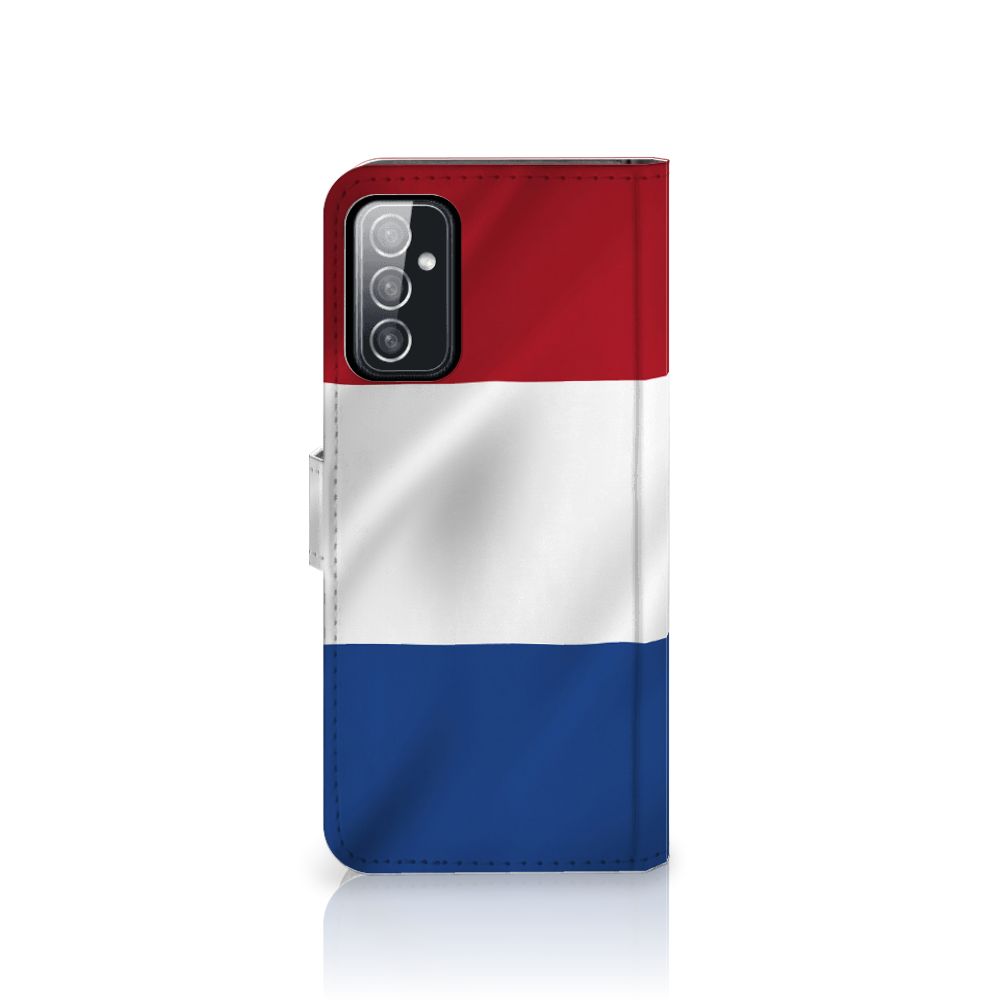 Samsung Galaxy M52 Bookstyle Case Nederlandse Vlag met artistiek ontwerp van de Nederlandse vlag.