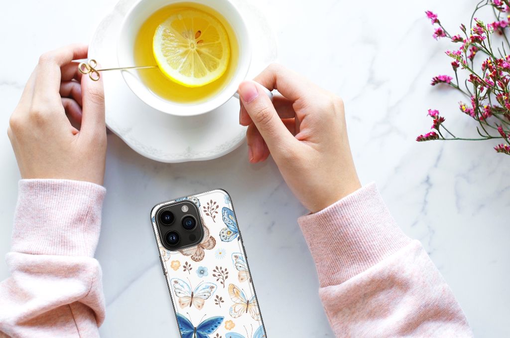 Dierenprint Telefoonhoesje voor iPhone 15 Pro Vlinder B2C Telecom