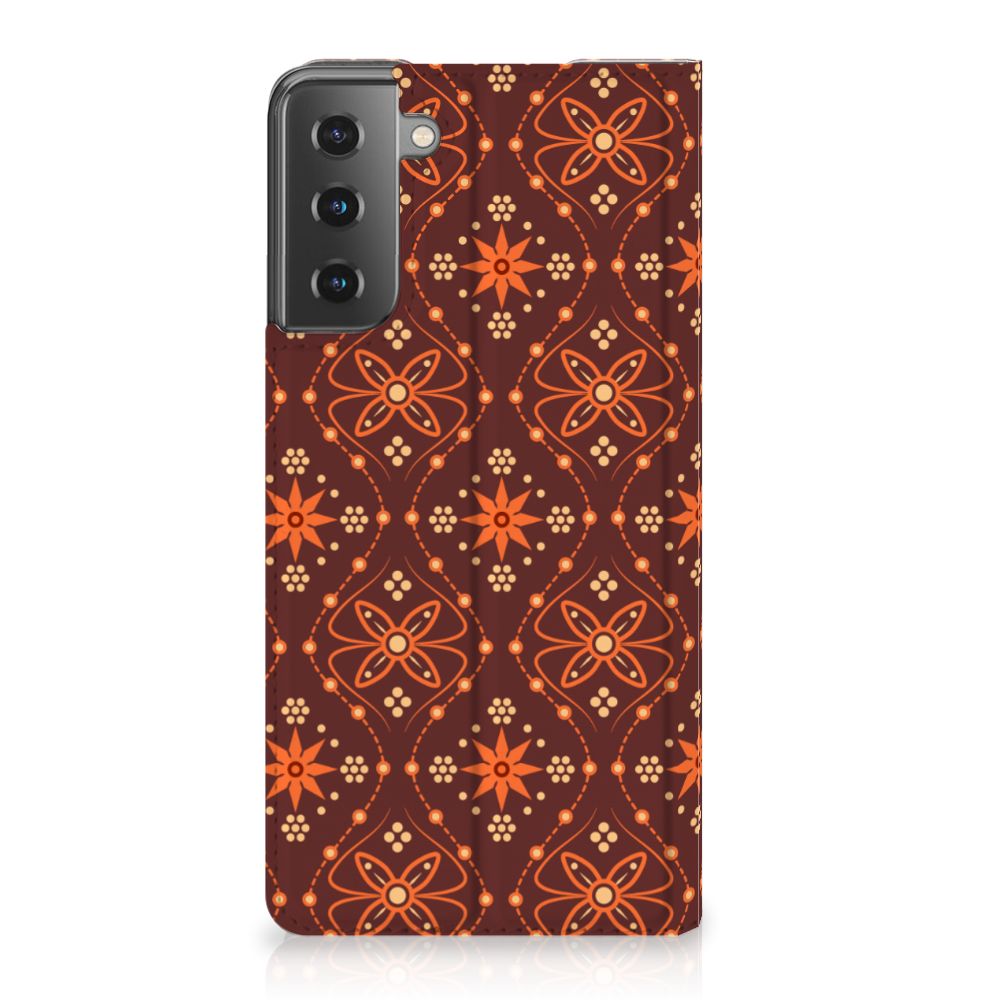 Samsung Galaxy S21 Plus Hoesje met Magneet Batik Brown - B2C Telecom