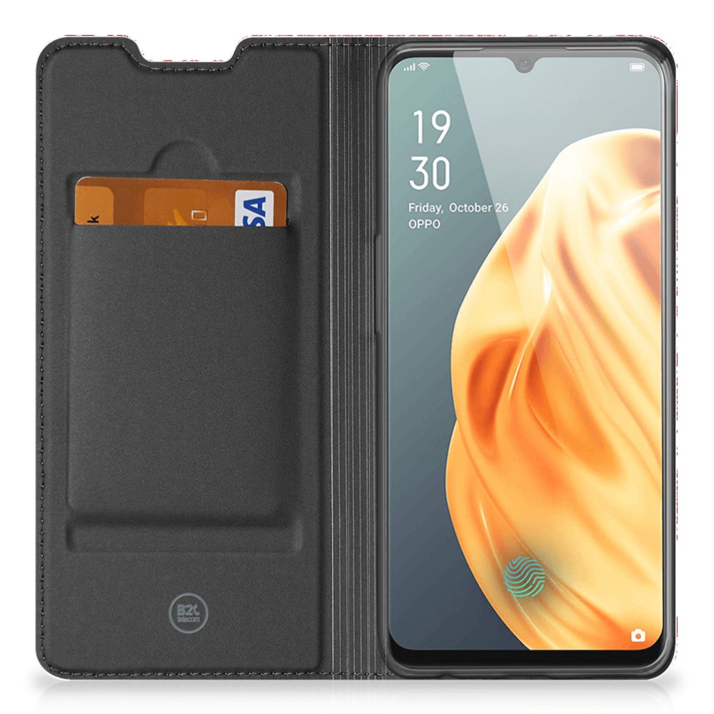 Mobiel BookCase OPPO Reno3 | A91 Angel Skull Rood - B2C Telecom