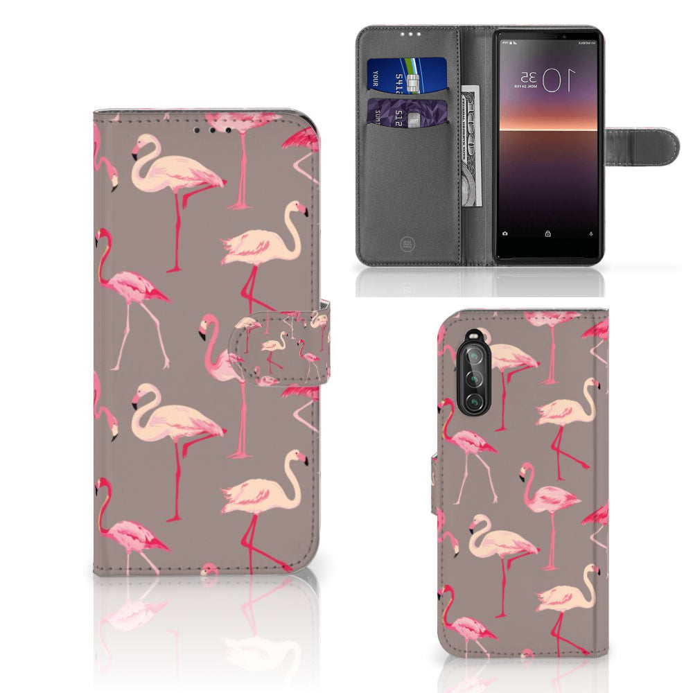 Sony Xperia 10 II Telefoonhoesje met Pasjes Flamingo