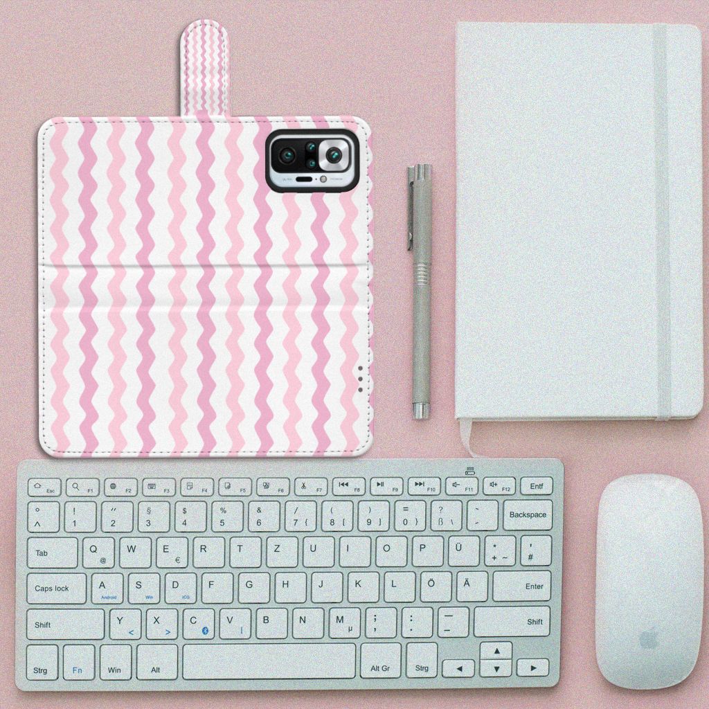 Xiaomi Redmi Note 10 Pro Telefoon Hoesje Waves Roze