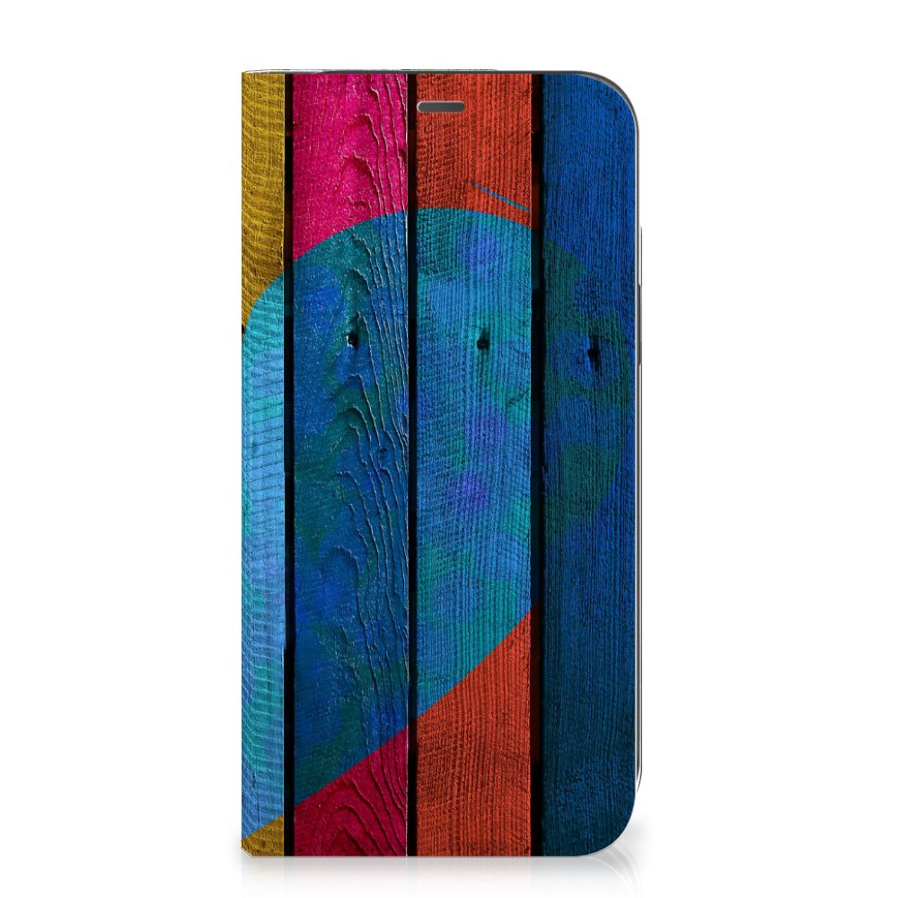 iPhone 12 Pro Max Book Wallet Case Wood Heart - Cadeau voor je Vriend - B2C Telecom