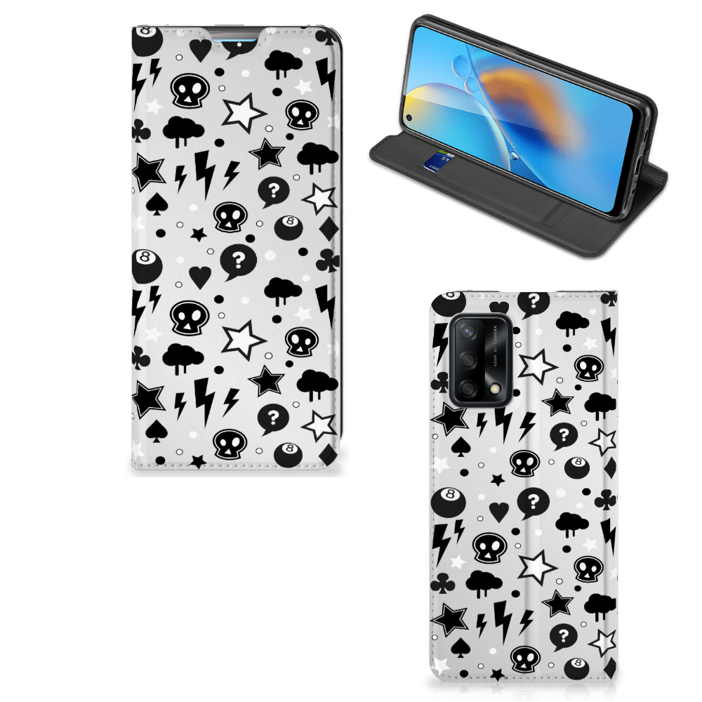 Mobiel BookCase OPPO A74 4G Silver Punk - B2C Telecom