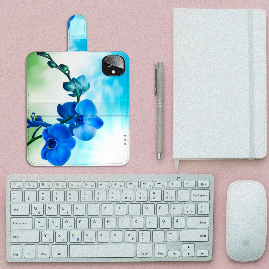 Apple iPhone 12 Mini Hoesje Orchidee Blauw - Cadeau voor je Moeder