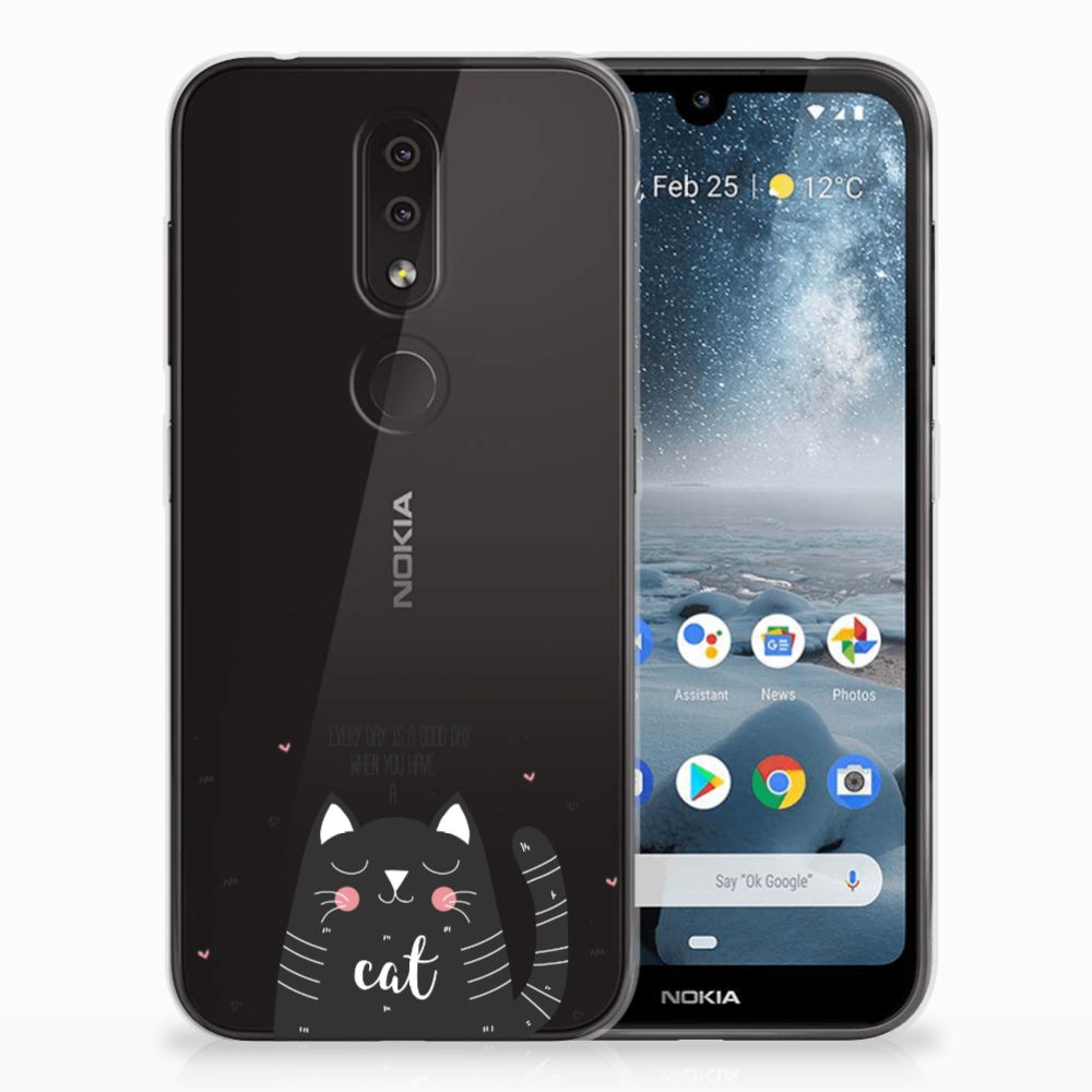 Nokia 4.2 Telefoonhoesje met Naam Cat Good Day