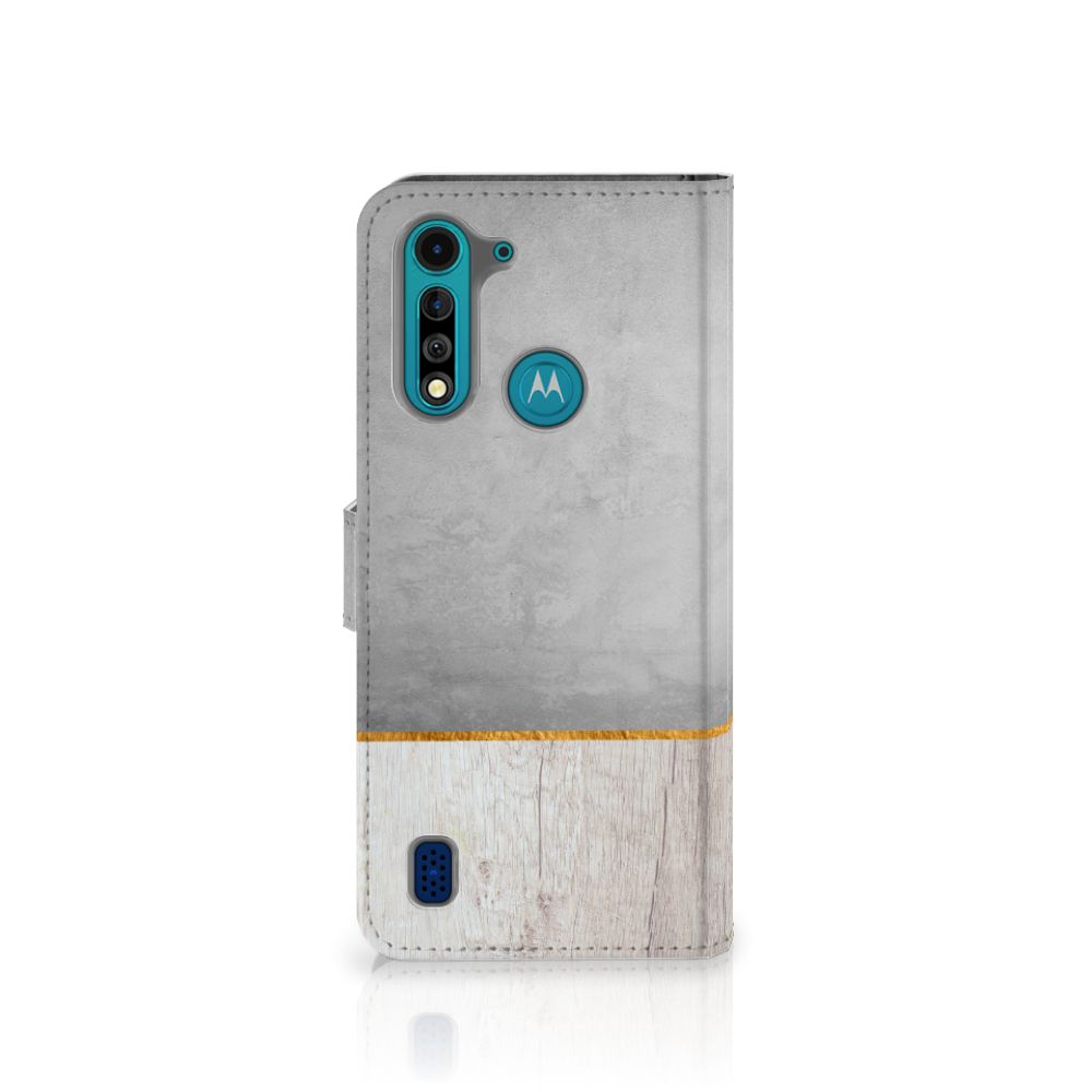 Motorola G8 Power Lite Book Style Case Wood Concrete