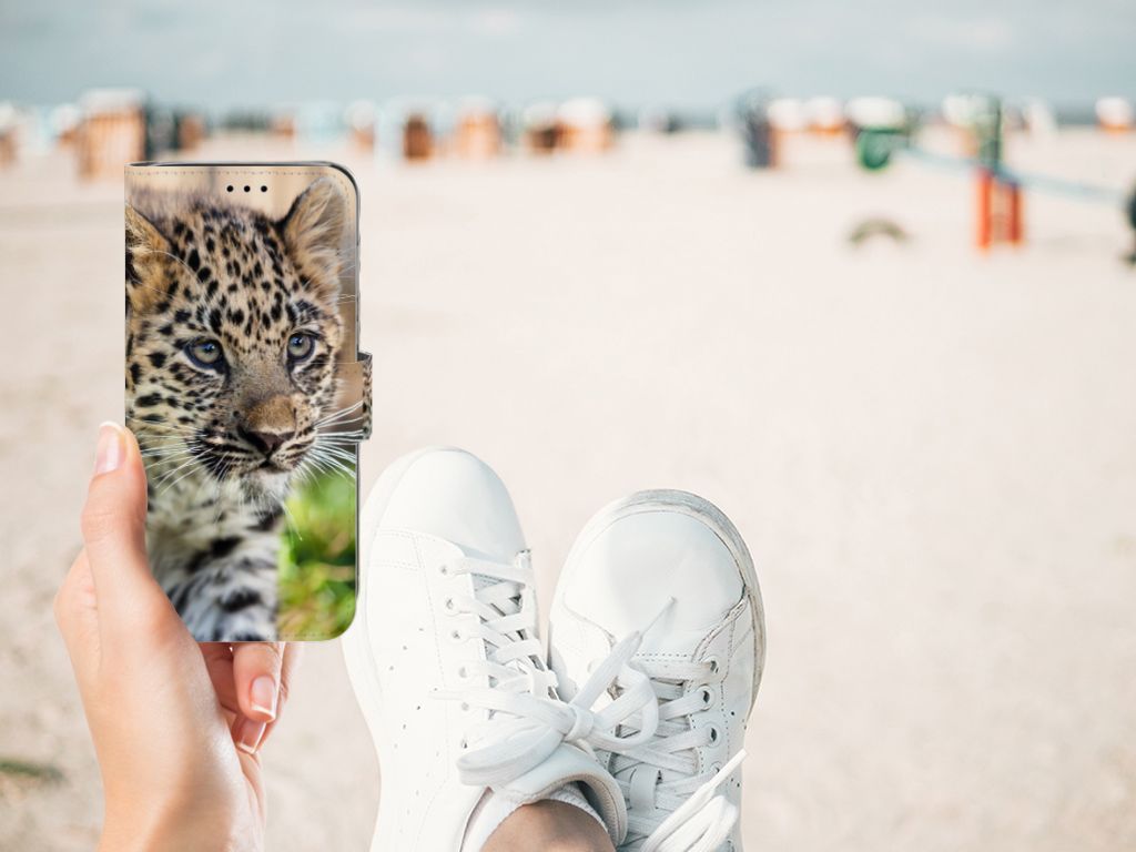 Huawei P20 Lite Telefoonhoesje met Pasjes Baby Luipaard