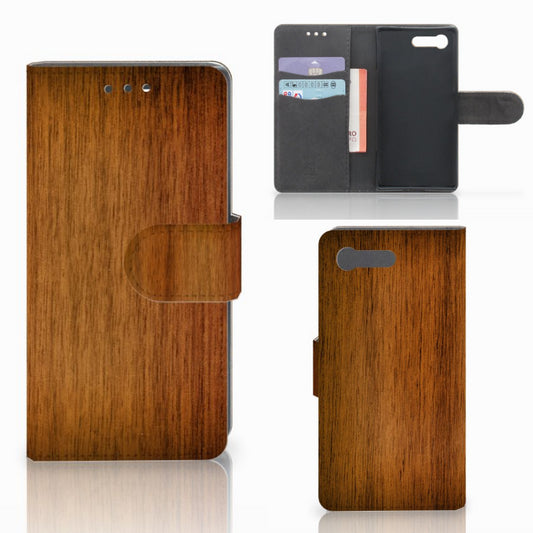 Sony Xperia X Compact Book Style Case Donker Hout