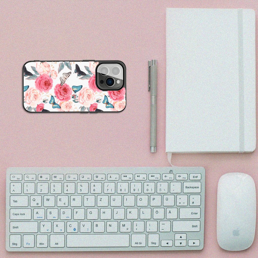 iPhone 13 Pro Bloemen Hoesje Butterfly Roses B2C Telecom