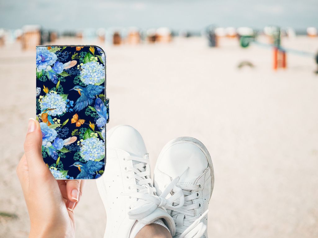 Telefoonhoesje met Pasjes voor Apple iPhone 11 IJsvogel, kleurrijk design met bloemen op een zonnige dag 🌸.