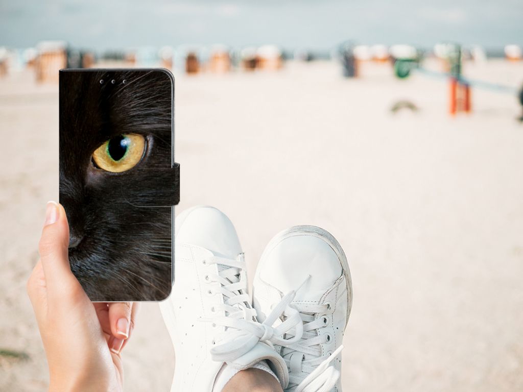 Xiaomi Redmi 8A Telefoonhoesje met Pasjes Zwarte Kat