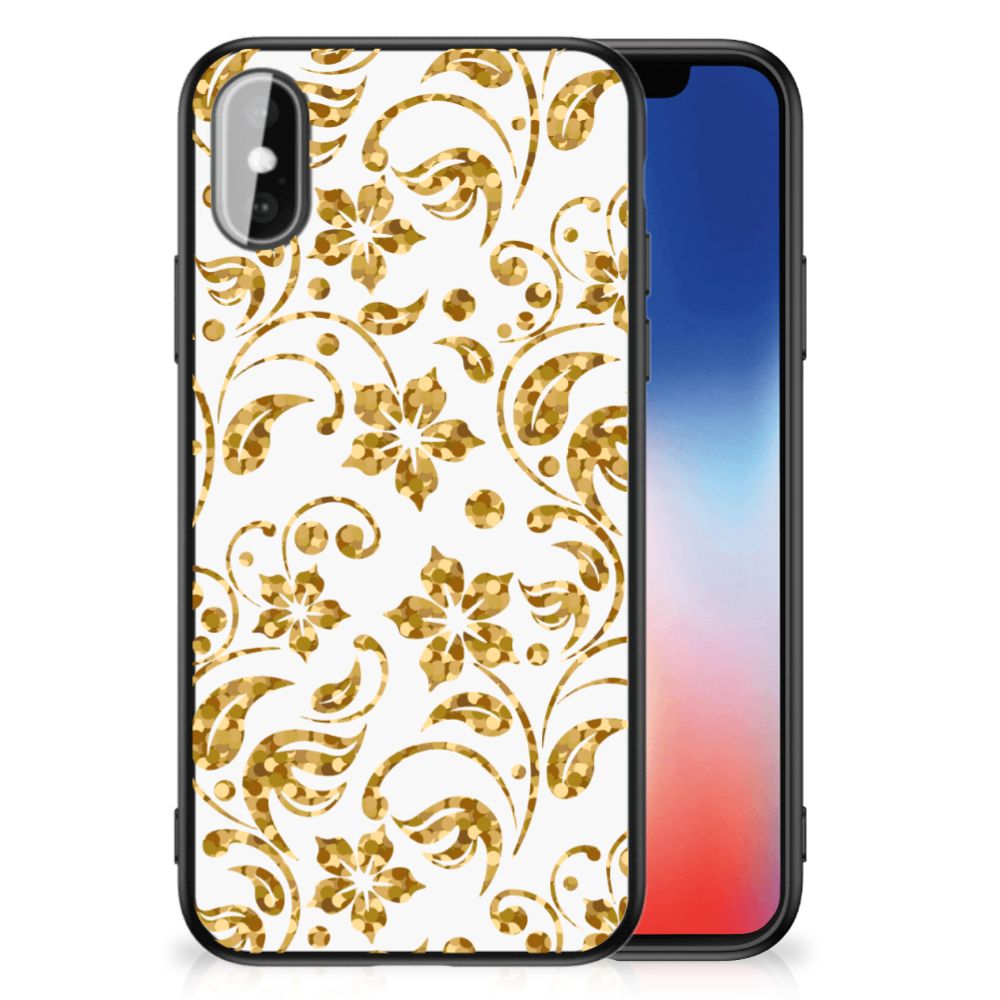 iPhone X | Xs Bloemen Hoesje Gouden Bloemen