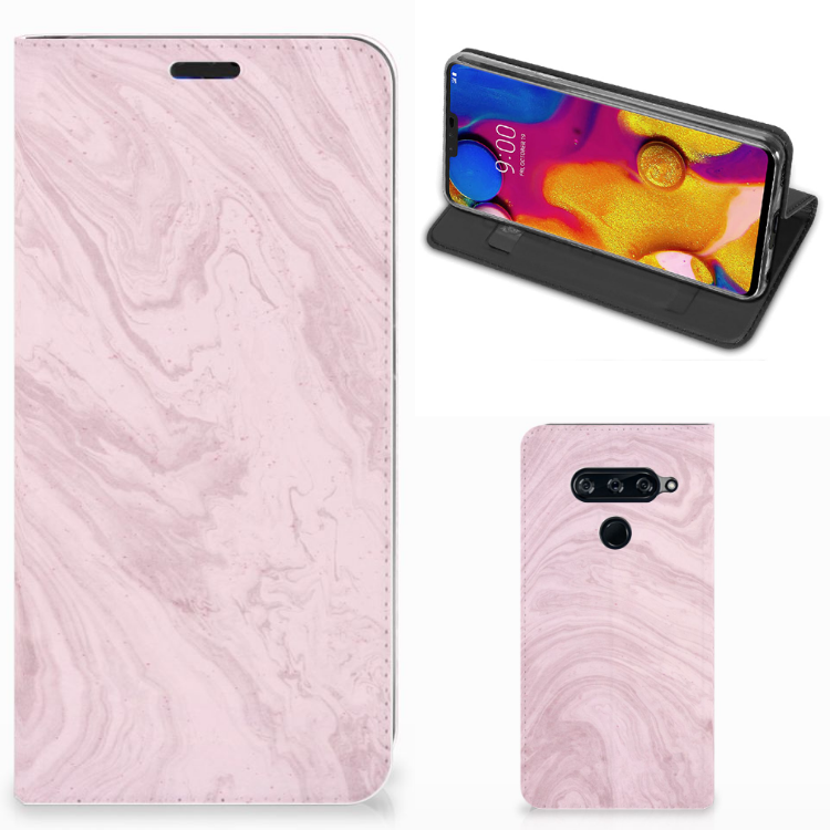 LG V40 Thinq Standcase Marble Pink - Origineel Cadeau Vriendin