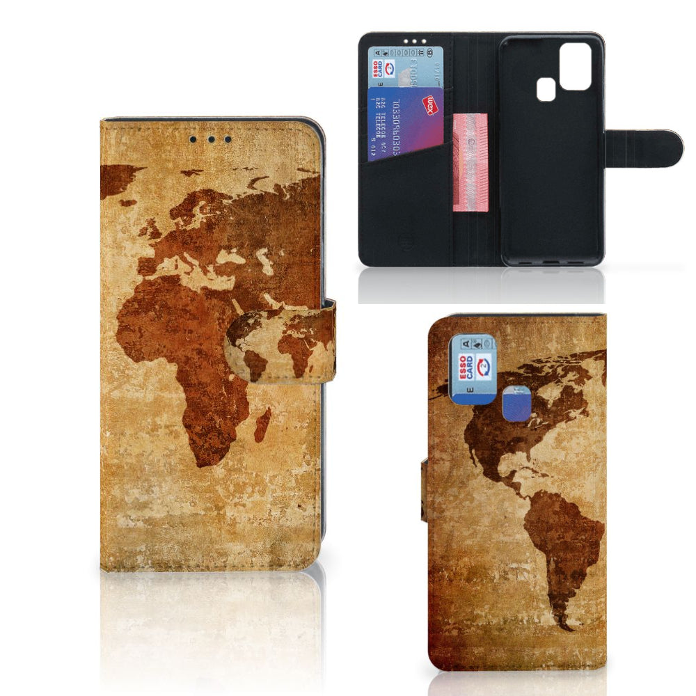 Samsung Galaxy M31 Flip Cover Wereldkaart