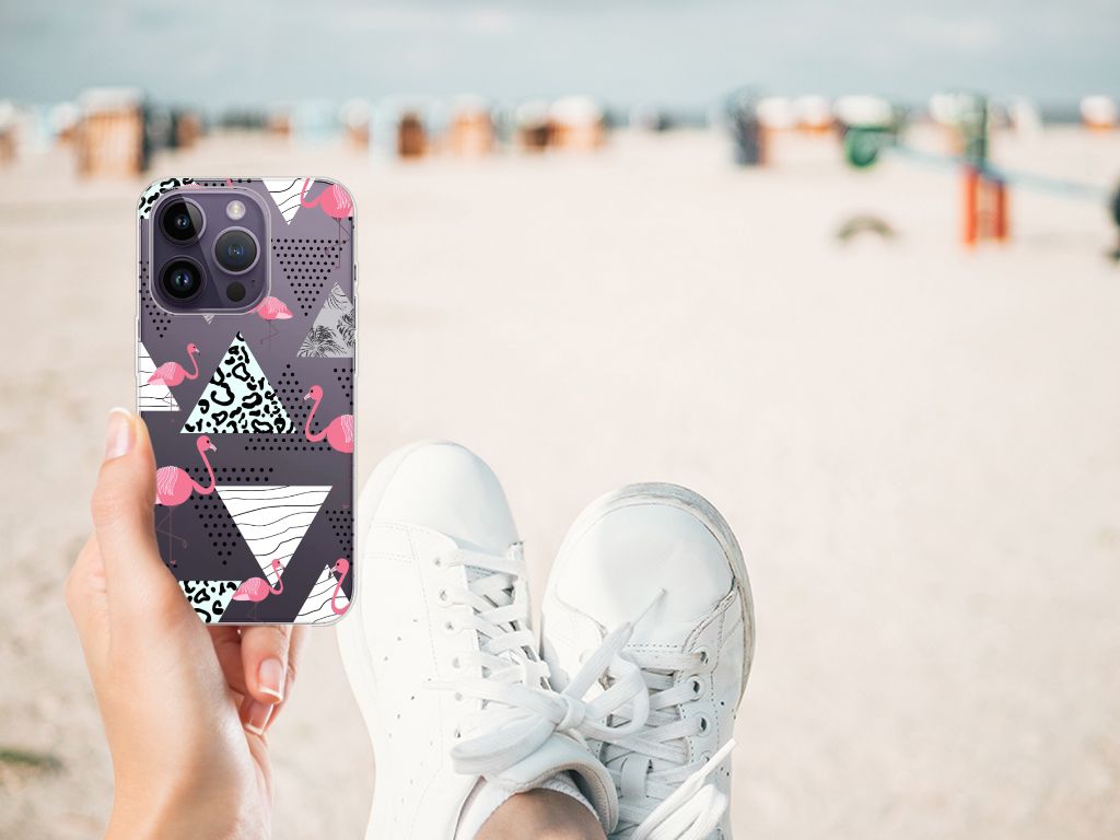 Apple iPhone 14 Pro TPU Hoesje Flamingo Triangle B2C Telecom