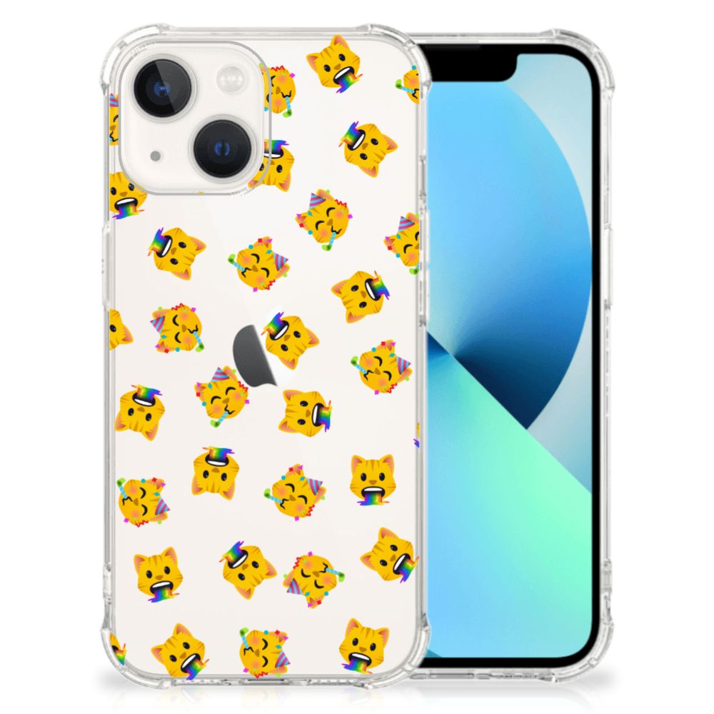 Doorzichtige Silicone Hoesje voor iPhone 13 Katten Emojis B2C Telecom