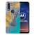 Motorola One Vision TPU Siliconen Hoesje Marble Blue Gold