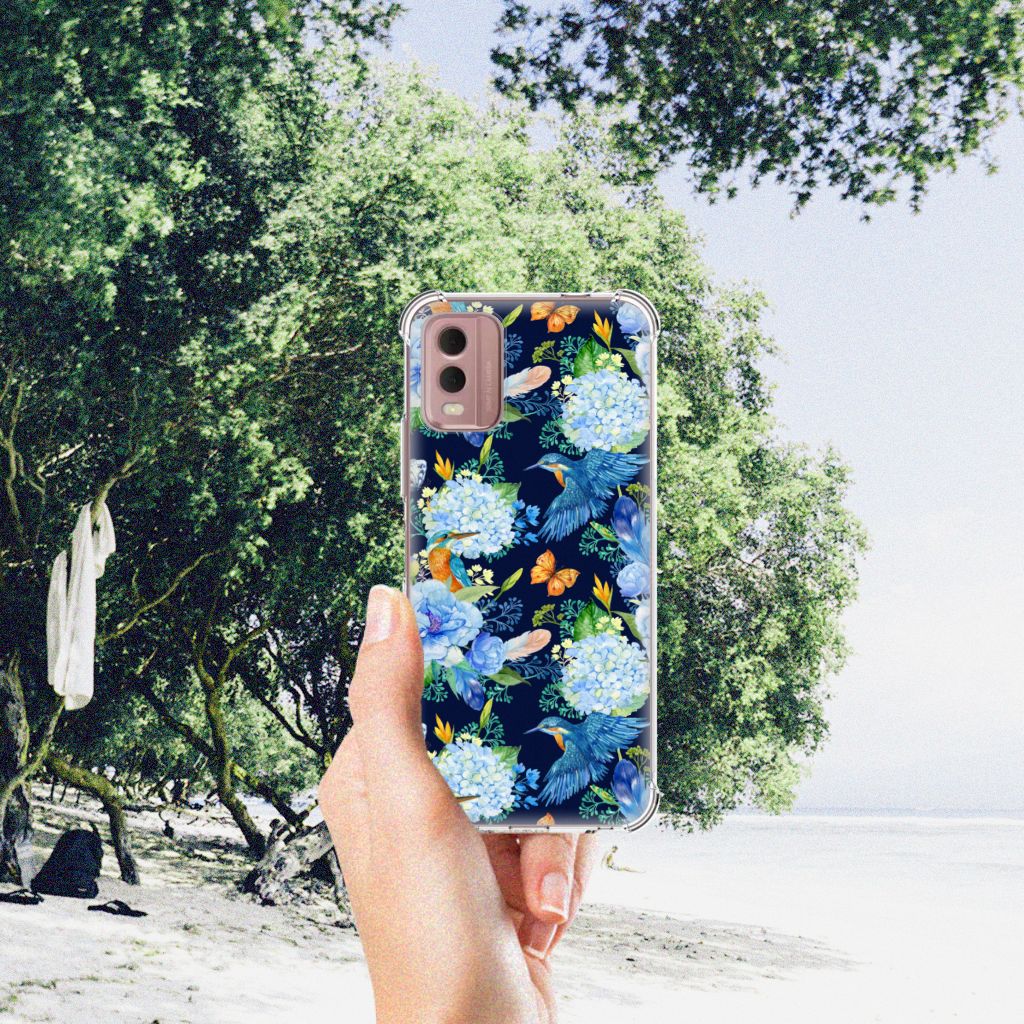 Telefoon Hoesje voor Samsung Galaxy A14 5G Voetbal met bloemontwerp in hand op strand