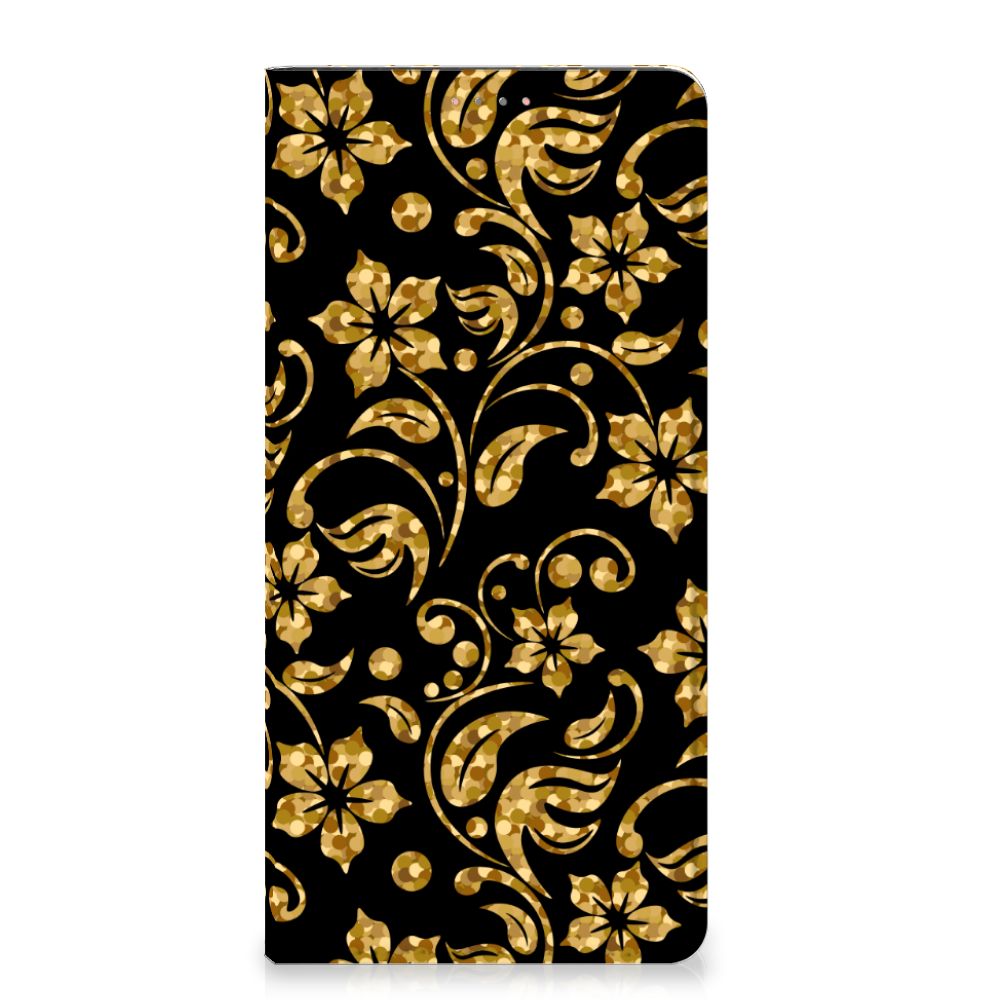 Samsung Galaxy A13 (4G) Smart Cover Gouden Bloemen - B2C Telecom