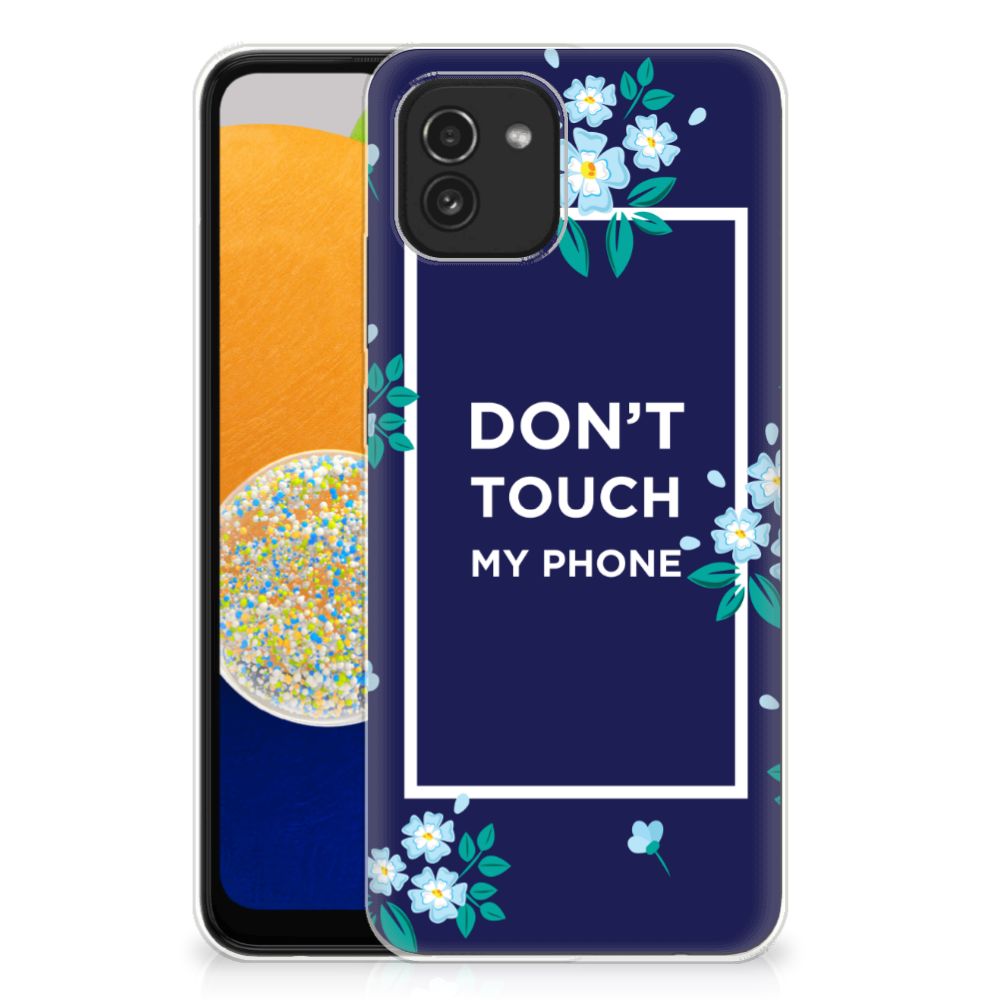 Samsung Galaxy A03 Silicone-hoesje Flowers Blue DTMP B2C Telecom