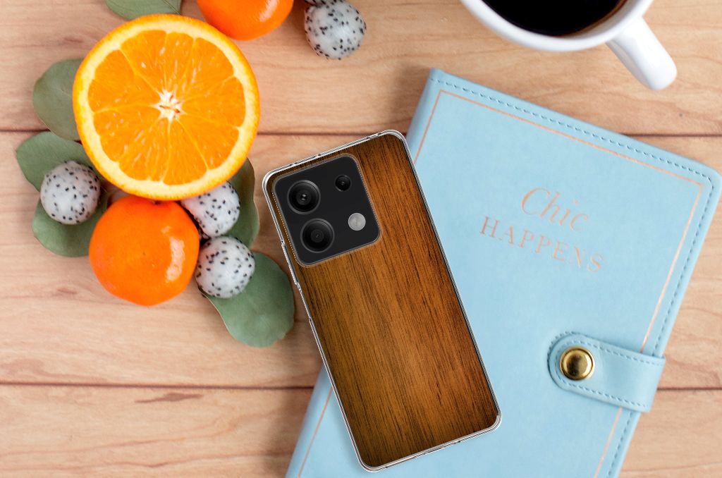 Xiaomi Redmi Note 13 5G Bumper Hoesje Donker Hout