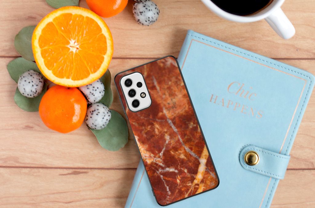 Samsung Galaxy A23 Marmeren Print Telefoonhoesje Marmer Bruin B2C Telecom