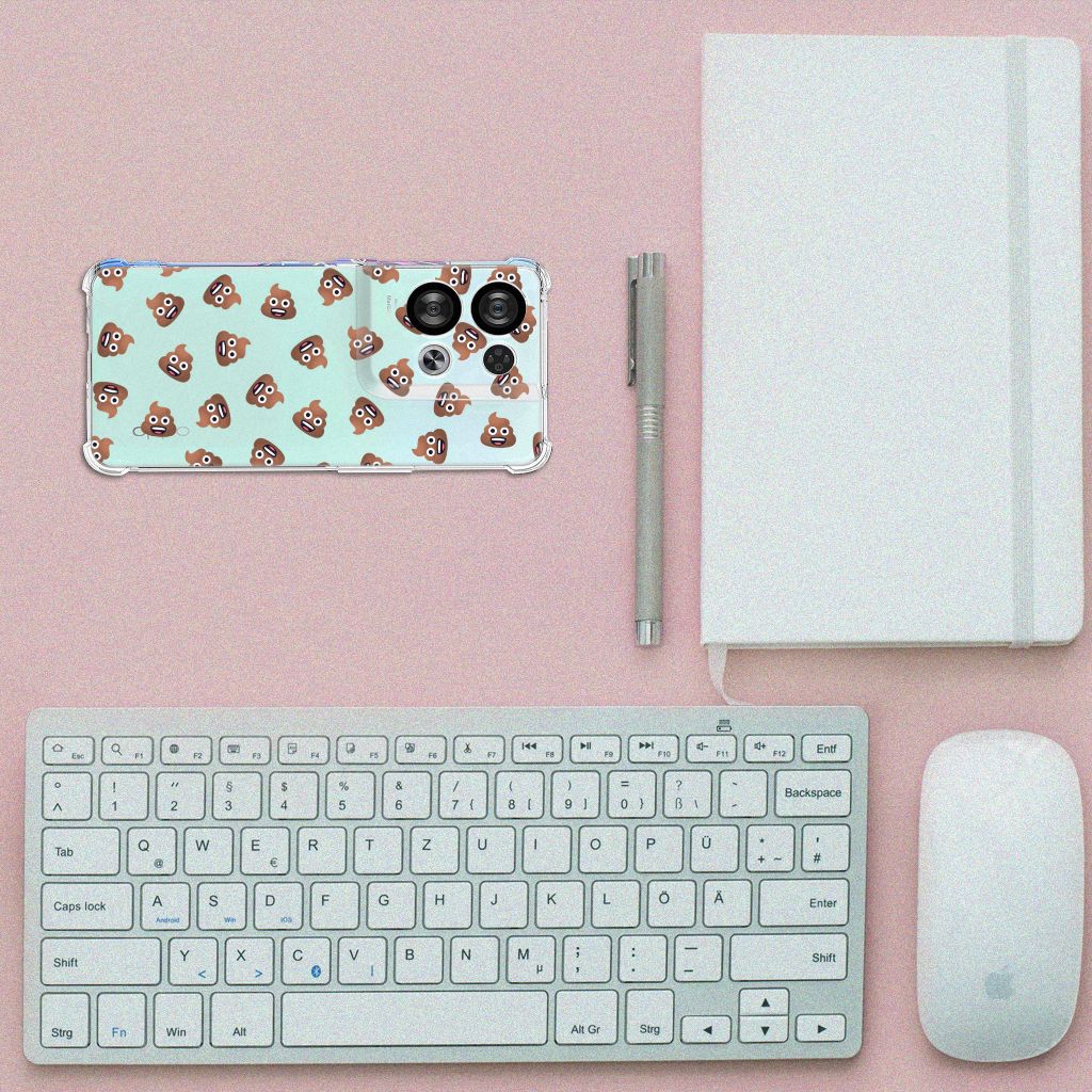Doorzichtige Silicone Hoesje voor OPPO Reno8 Poep Emojis B2C Telecom