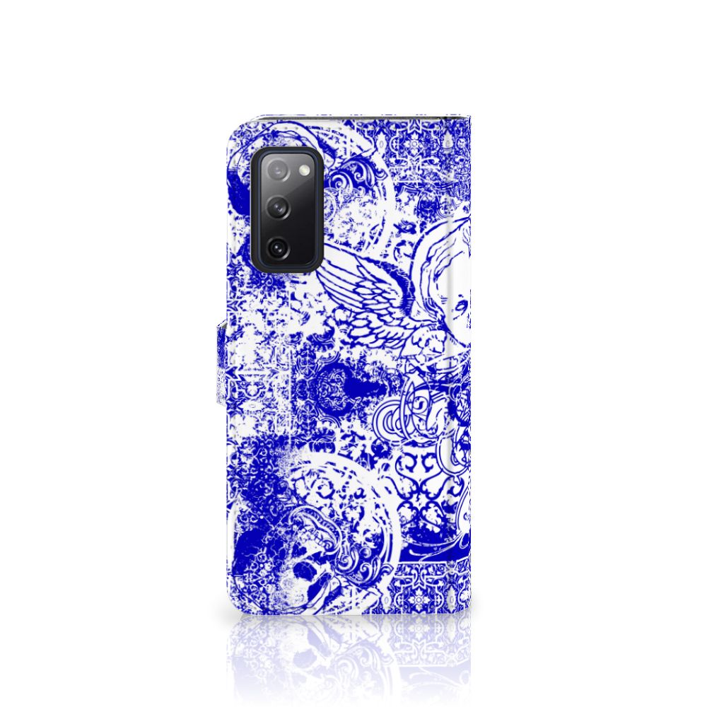 Telefoonhoesje met Naam Samsung Galaxy S20 FE Angel Skull Blauw