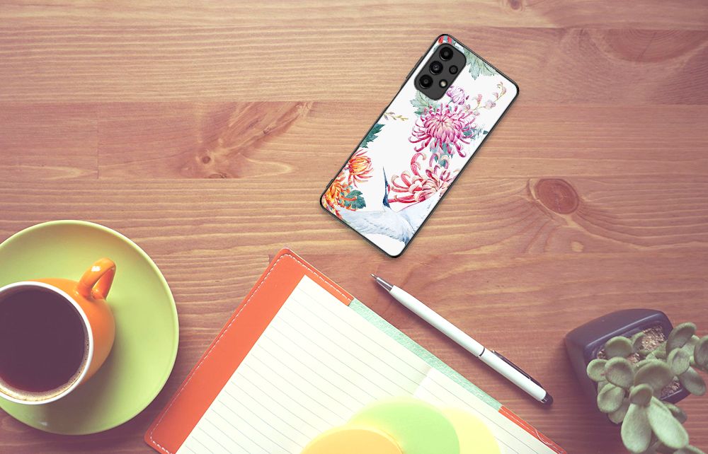 Samsung Galaxy A13 4G Dierenprint Telefoonhoesje Bird Flowers B2C Telecom
