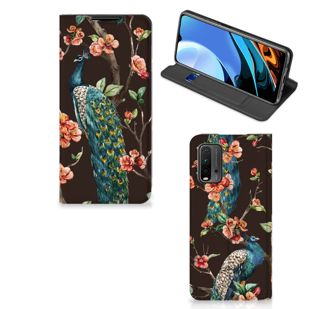 Xiaomi Poco M3 | Redmi 9T Hoesje maken Pauw met Bloemen