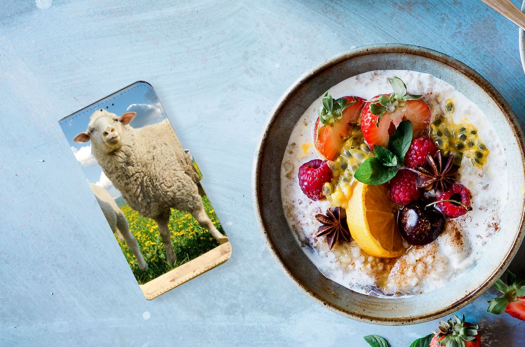 Samsung Galaxy Xcover 6 Pro Telefoonhoesje met Pasjes Schaap en Lammetje