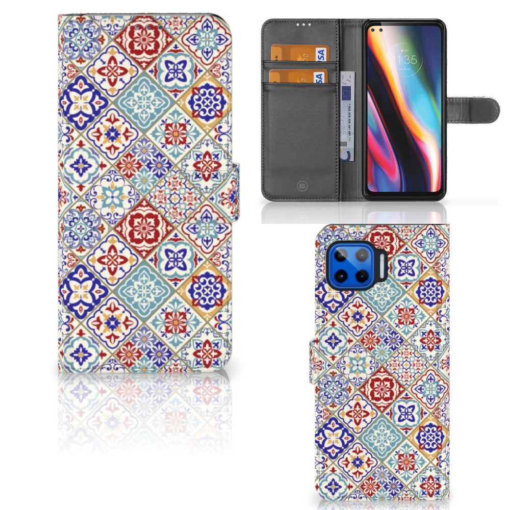 Motorola Moto G 5G Plus Bookcase Tiles Color