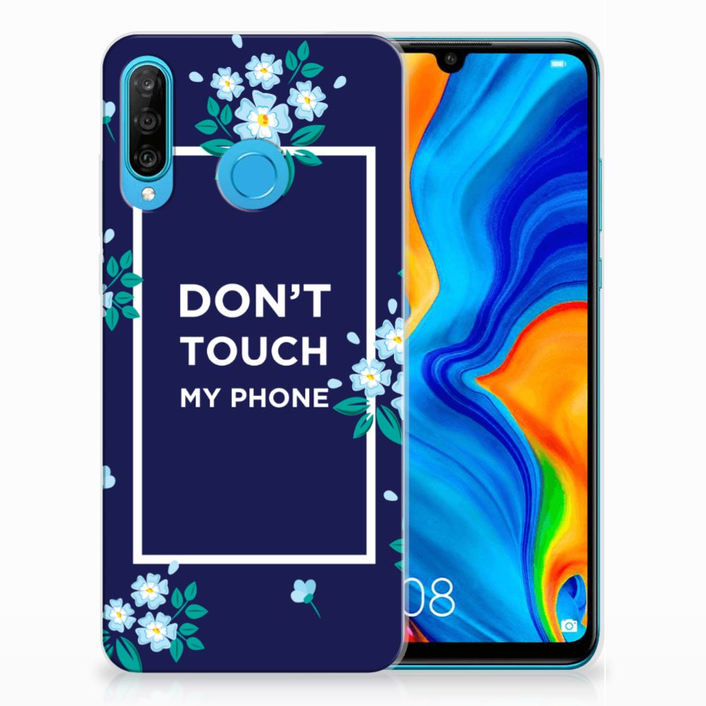 Huawei P30 Lite Silicone-hoesje Flowers Blue DTMP