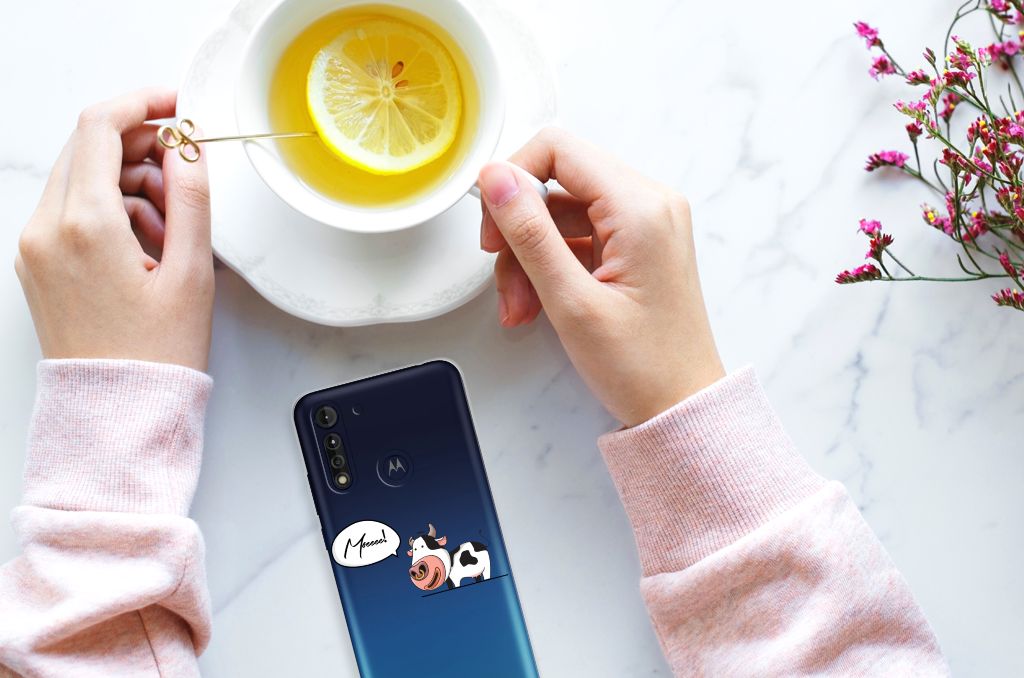 Motorola Moto G8 Power Lite Telefoonhoesje met Naam Cow B2C Telecom