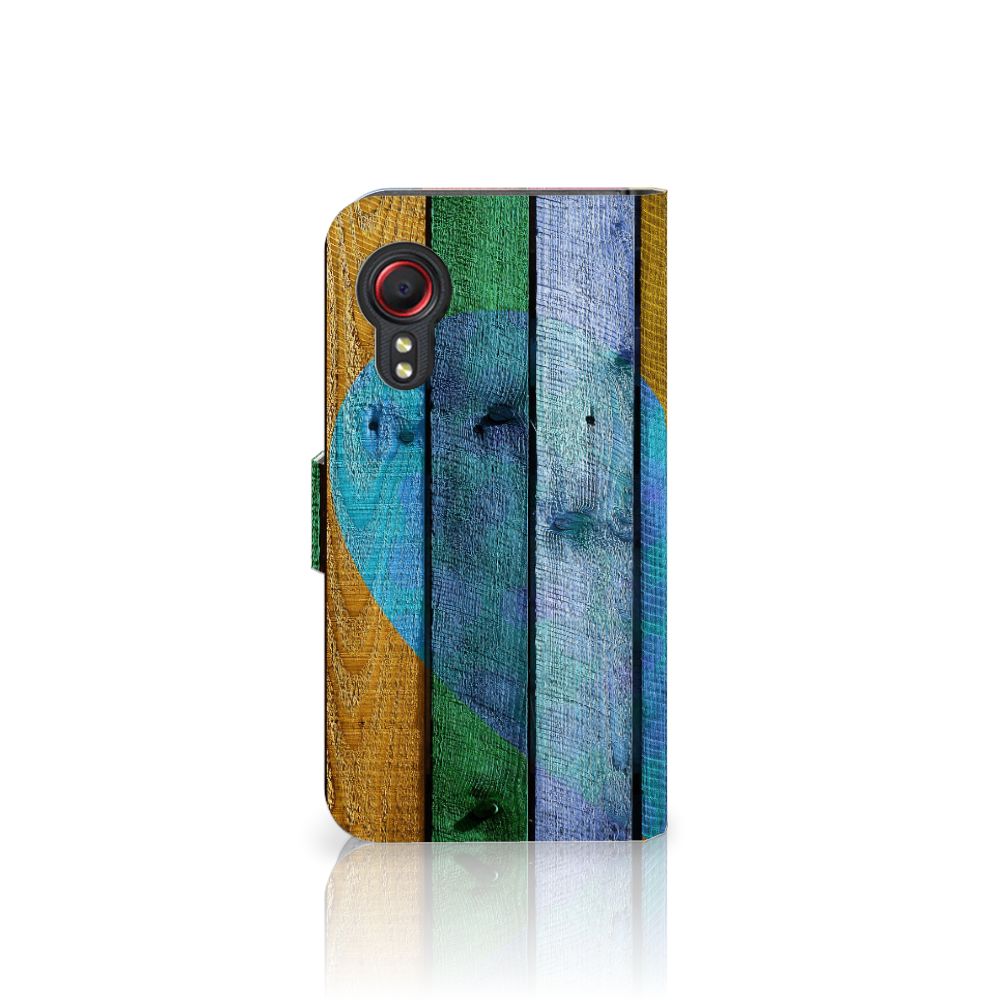 Samsung Galaxy Xcover 5 Book Style Case Wood Heart - Cadeau voor je Vriend