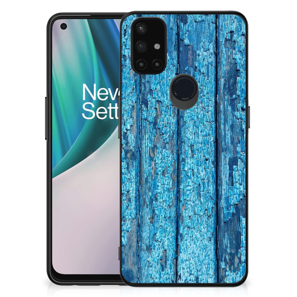 OnePlus Nord N10 5G Houten Print Telefoonhoesje Wood Blue