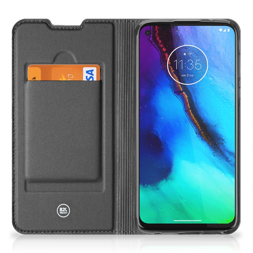 Motorola Moto G Pro Hippe Standcase Sports met houder voor pasje en kleurrijk schermontwerp.