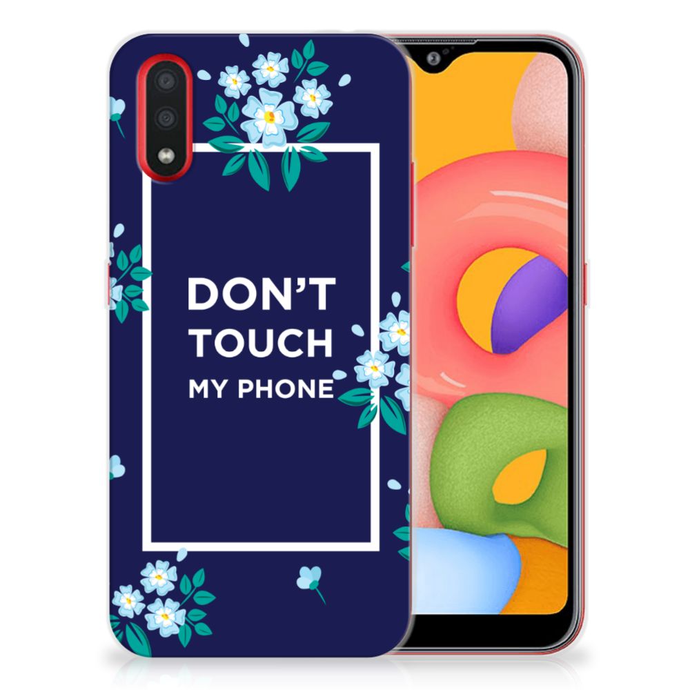 Samsung Galaxy A01 Silicone-hoesje Flowers Blue DTMP