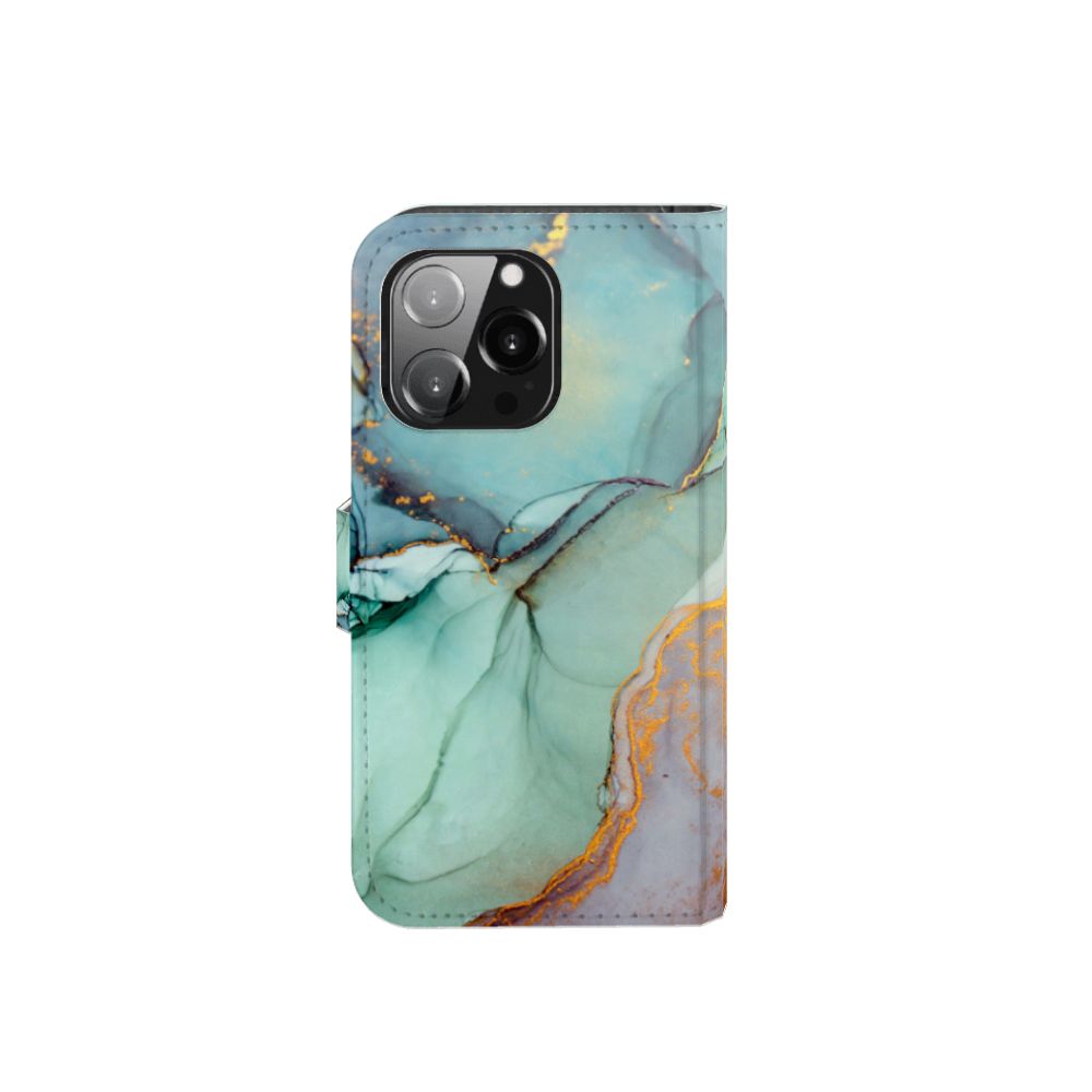 Hoesje voor iPhone 13 Pro Watercolor Mix met prachtig kleurverloop en goudaccenten.