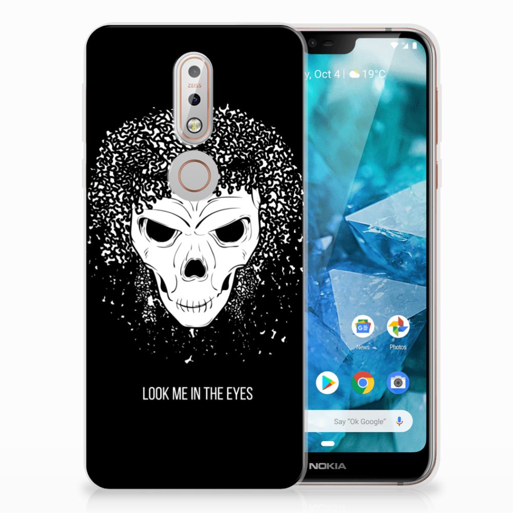 Silicone Back Case Nokia 7.1 Skull Hair