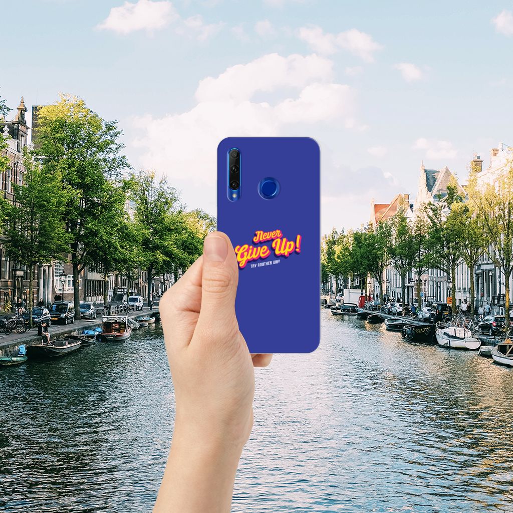 Honor 20 Lite Siliconen hoesje met naam Never Give Up